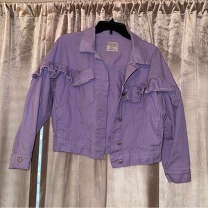 Lilac love tree denim ruffle jacket